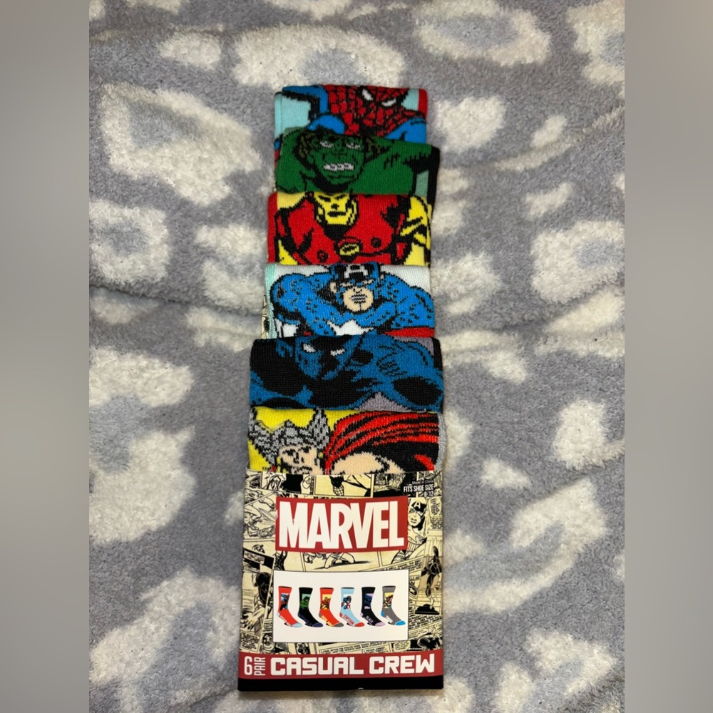 Marvel Comics 6 Pair of Men’s Casual Crew Socks
